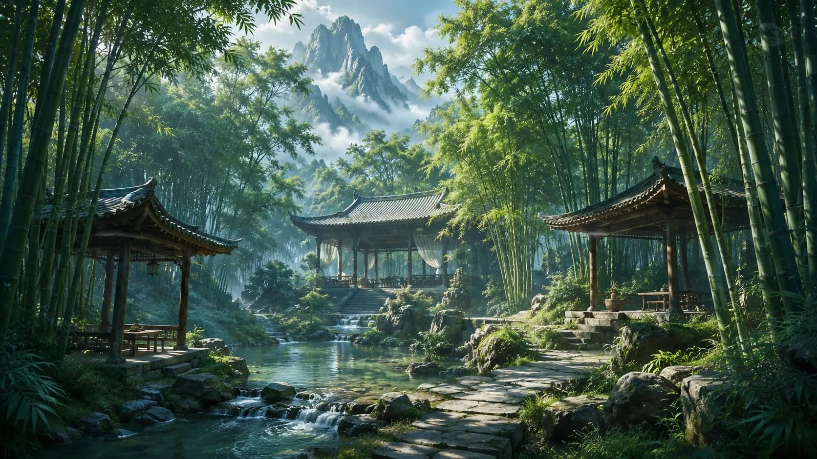 Verdant Bamboo Hermitage: Still the meridians, draw the qi, and the duel ends without a wound.