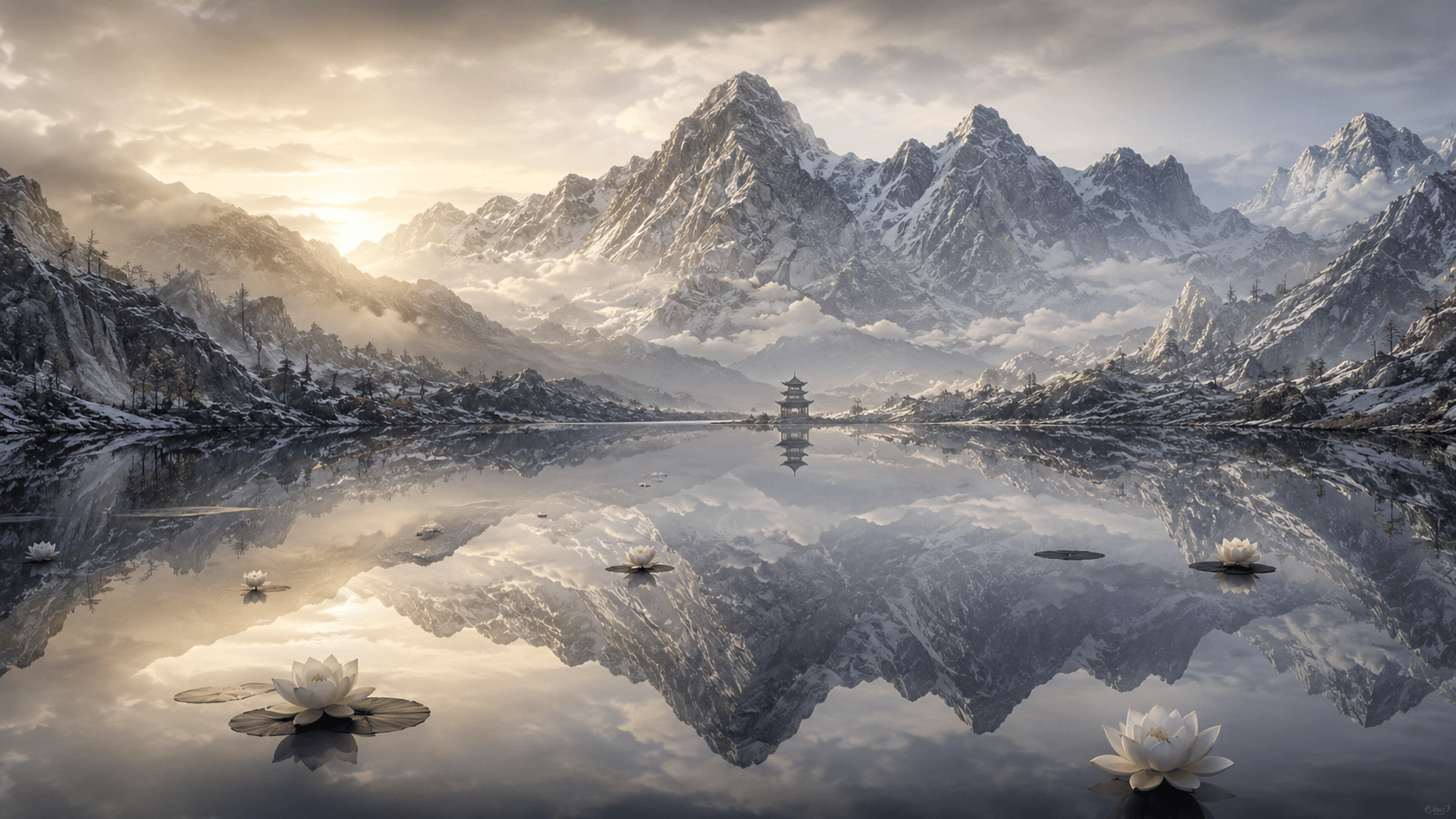 The Still Mirror: A lake at the roof of the world. The reflection meets your eyes back.